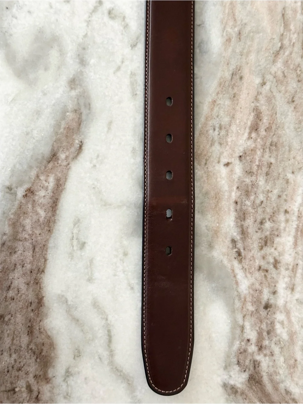 Brown Bonded Leather Belt with Silver Buckle